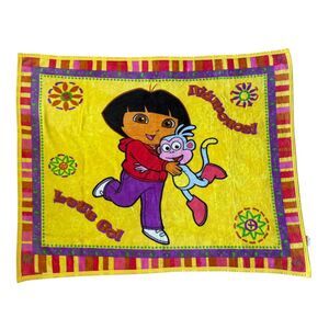 Dora The Explorer Boots Nickelodeon Blanket Fleece Yellow 39"L x 50"W